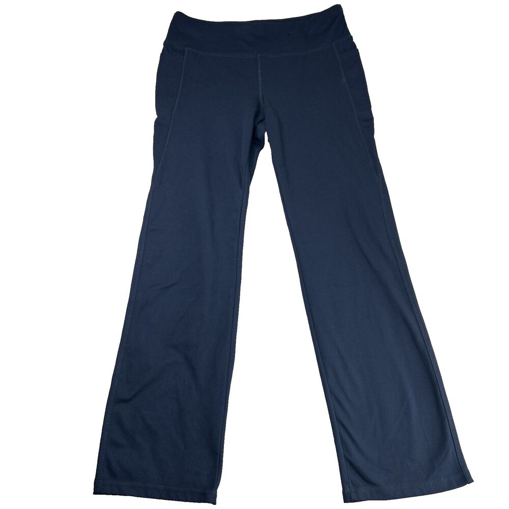 Jockey Women's Yoga Pants Large Navy Flare High Rise Stretch Moisture Wicking